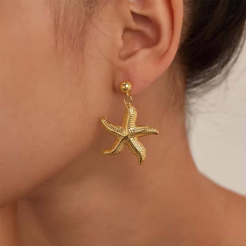 Golden Anti Tarnish Starfish Danglers